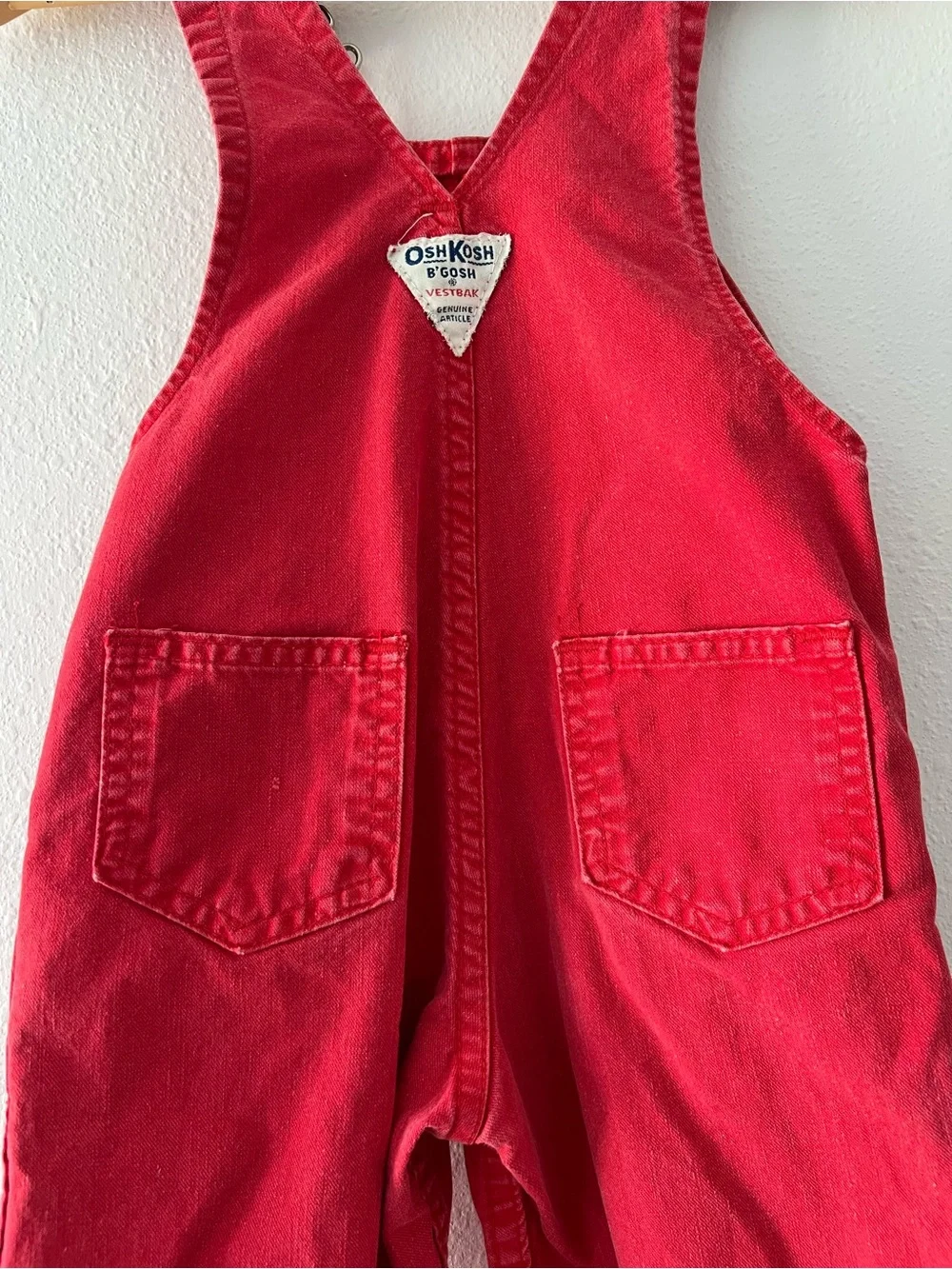 OSHKOSH | Vintage Denim Overalls Firetruck Red | 2T